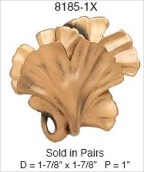 Edgar Berebi 8185/1x: 1-7/8 Arts & Crafts Gingko Cabinet Knob (pair) - Museum Gold Plate