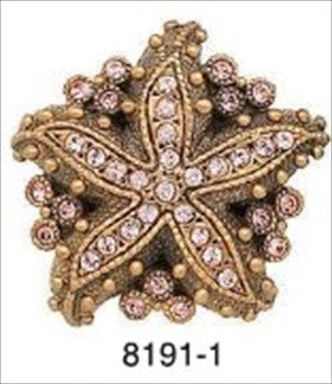 Edgar Berebi 8191/1: 1-11/16 Seaside Cabinet Knob - Swarovski Crystal/Museum Gold Plate