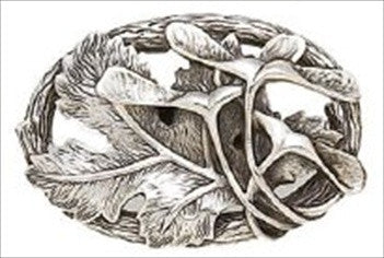 Edgar Berebi 8203/6: 2-1/8 Arts & Crafts Oak Park Cabinet Knob - Burnished Silver Plate