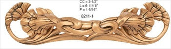 Edgar Berebi 8211/1: 3-1/2" cc Arts & Crafts Gingko Cabinet Pull - Museum Gold Plate