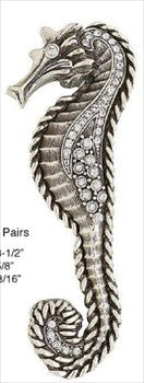 Edgar Berebi 8230/16x: 3-1/2" cc Seaside Seahorse Cabinet Pull (pair) - Swarovski Crystal/Burnished Silver Plate