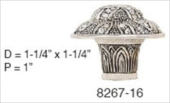 Edgar Berebi 8267/16: 1-1/4" Trescott Cabinet Knob - Swarovski Crystal/Burnished Silver Plate