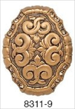 Edgar Berebi 8311/9: 1-3/4 Belleview Oval Cabinet Knob - Swarovski Crystal/Museum Gold Plate