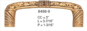 Edgar Berebi 8498/9: 3 cc Nantucket Cabinet Pull - Swarovski Crystal/Museum Gold Plate
