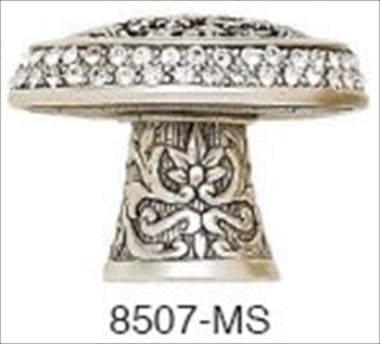 Edgar Berebi 8507ms: 1-1/2" Glendale Court Cabinet Knob - Swarovski Crystal/Matte Sterling Silver