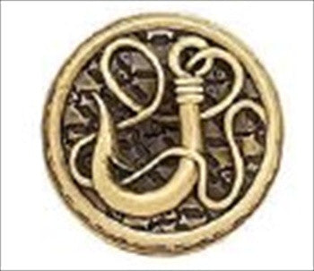 Edgar Berebi 8543bb: 1 Yacht Club Fish Hook Cabinet Knob - Burnished Brass
