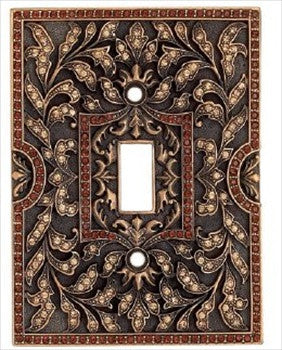 Edgar Berebi 8594/9: Single Toggle Switch Plate - Swarovski Crystal/Museum Gold Plate