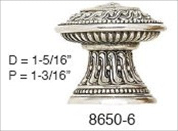 Edgar Berebi 8650/6: 1-5/16" Empire Cabinet Knob - Burnished Silver Plate