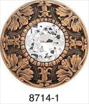Edgar Berebi 8714/1: 1-1/2 Hyde Park Cabinet Knob - Swarovski Crystal/Museum Gold Plate
