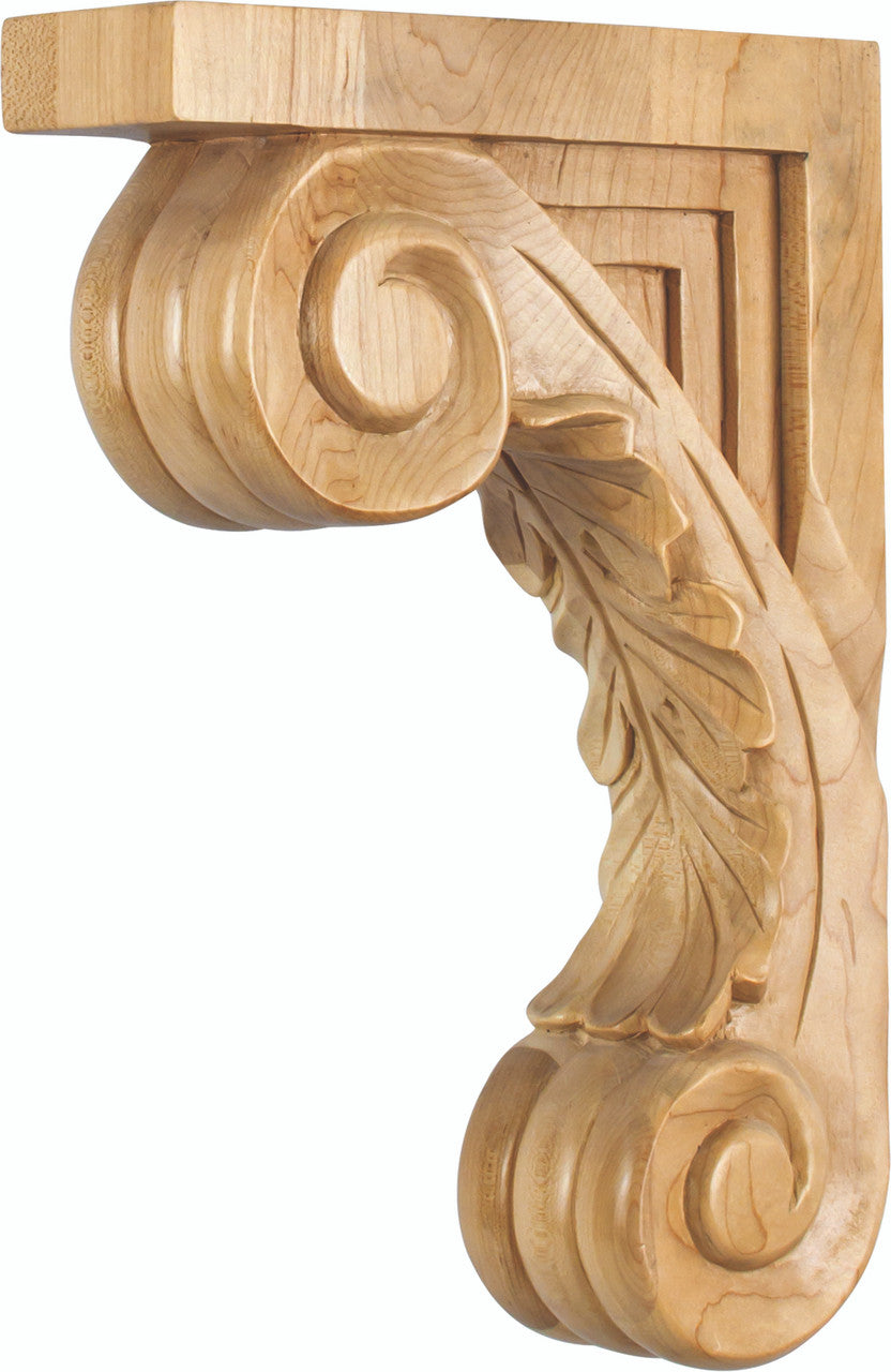 Hardware Resources CORS-ALD: 2-5/8" x 9" x 13-1/8" Scrolled Acanthus Corbel - Alder
