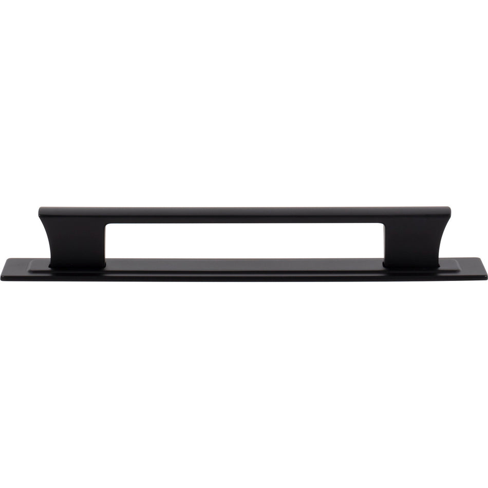 Atlas A6004-BL: 6-5/16" cc Zander Bar Cabinet Pull w/Backplate - Matte Black