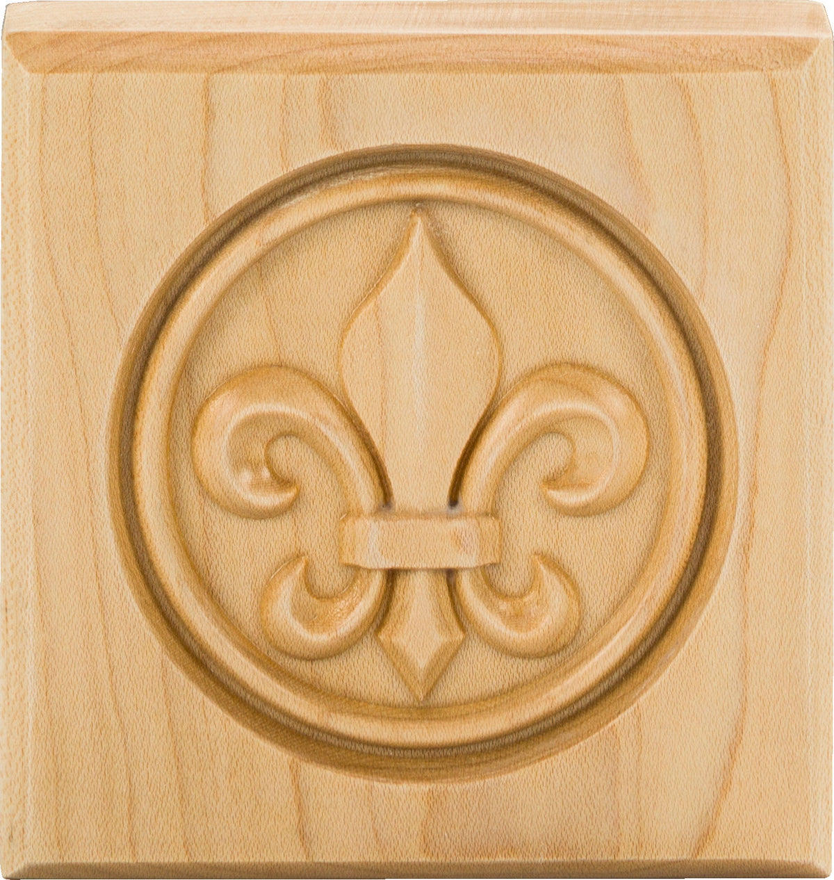 Hardware Resources FDLROS3RW: Fleur-de-Lis Rosette - Rubberwood