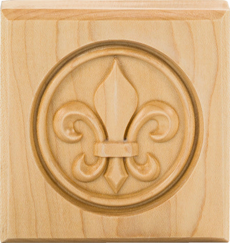 Hardware Resources FDLROS3RW: Fleur-de-Lis Rosette - Rubberwood