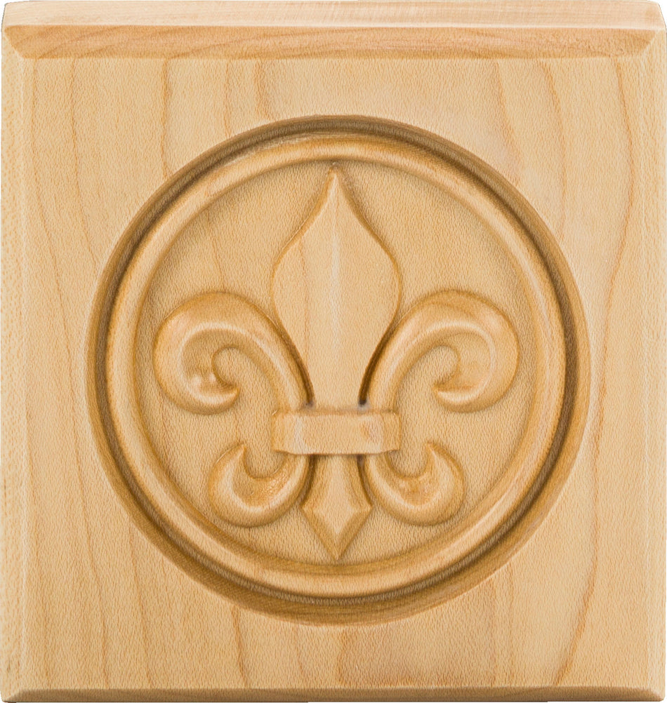 Hardware Resources FDLROS3RW: Fleur-de-Lis Rosette - Rubberwood