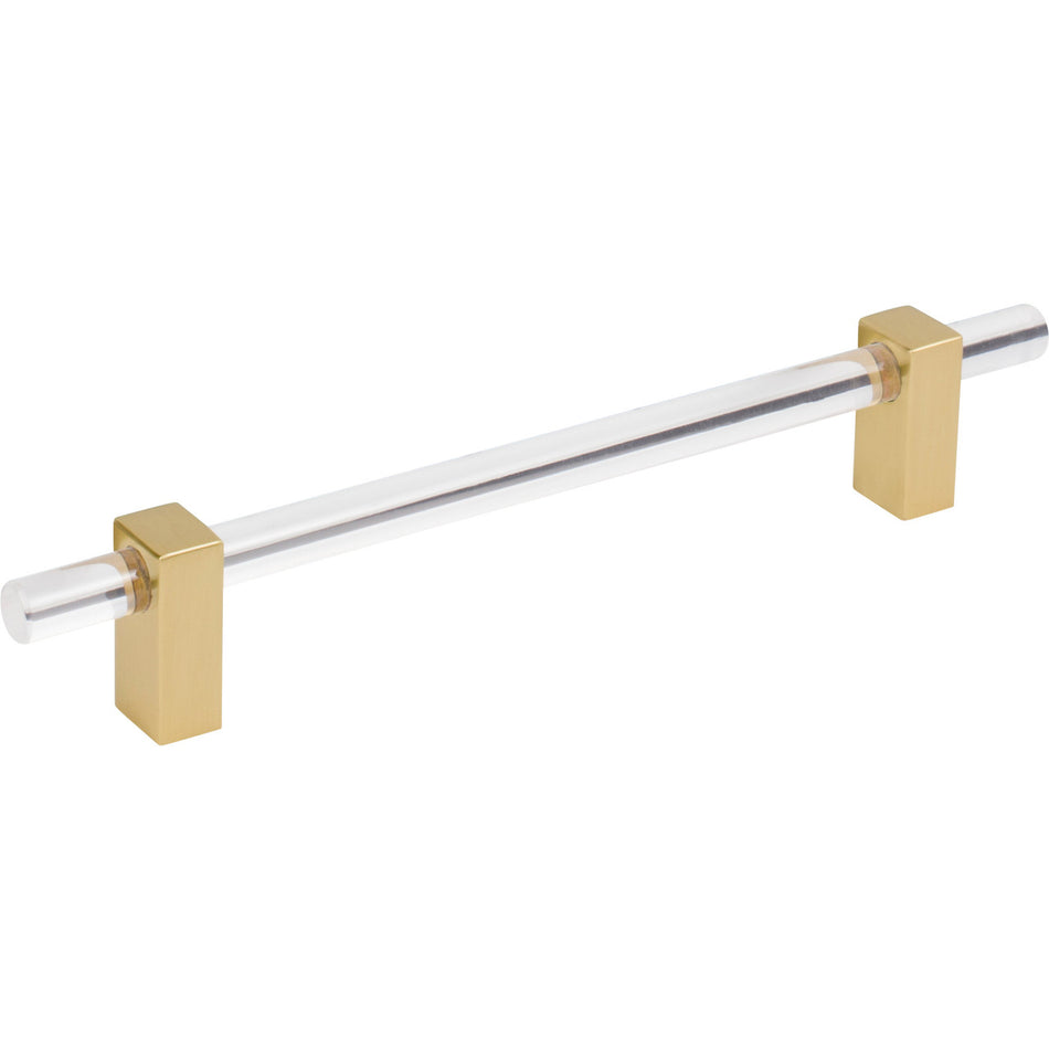 Jeffrey Alexander 578-160BG: 160mm cc Spencer Bar Cabinet Pull - Brushed Gold/Clear Acrylic