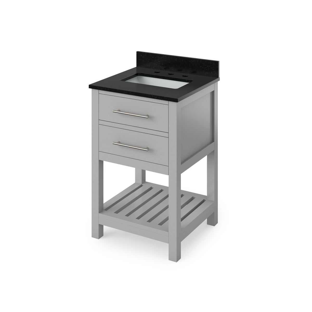 Jeffrey Alexander 24" Wavecrest Single Bowl Vanity - Grey Cabinet with Black Granite Top