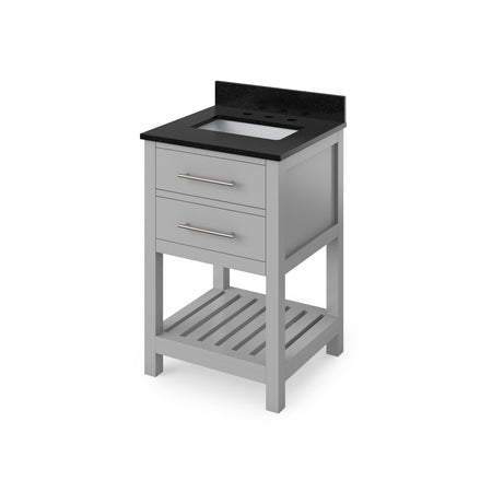 Jeffrey Alexander 24" Wavecrest Single Bowl Vanity - Grey Cabinet with Black Granite Top
