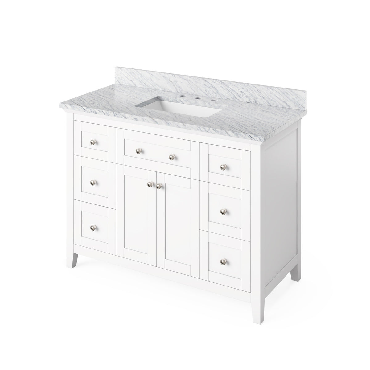 Jeffrey Alexander 48" Chatham Single Bowl Vanity - White Cabinet with White Carrara Marble Top