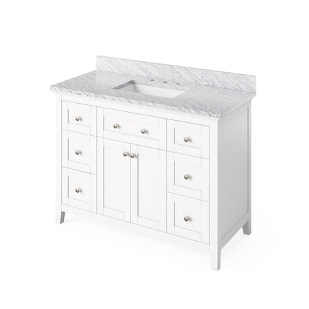 Jeffrey Alexander 48" Chatham Single Bowl Vanity - White Cabinet with White Carrara Marble Top