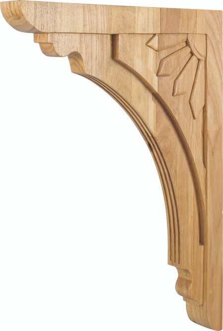 Hardware Resources COR5-5RW: 2" x 16-7/8" x 22" Art Deco Corbel - Rubberwood