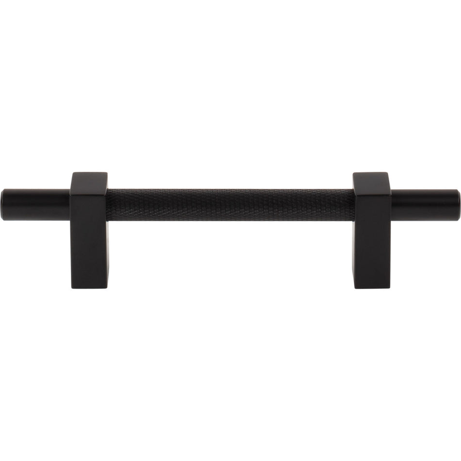 Jeffrey Alexander 598-96MB: 96mm cc Larkin Knurled Center Bar Cabinet Pull - Matte Black