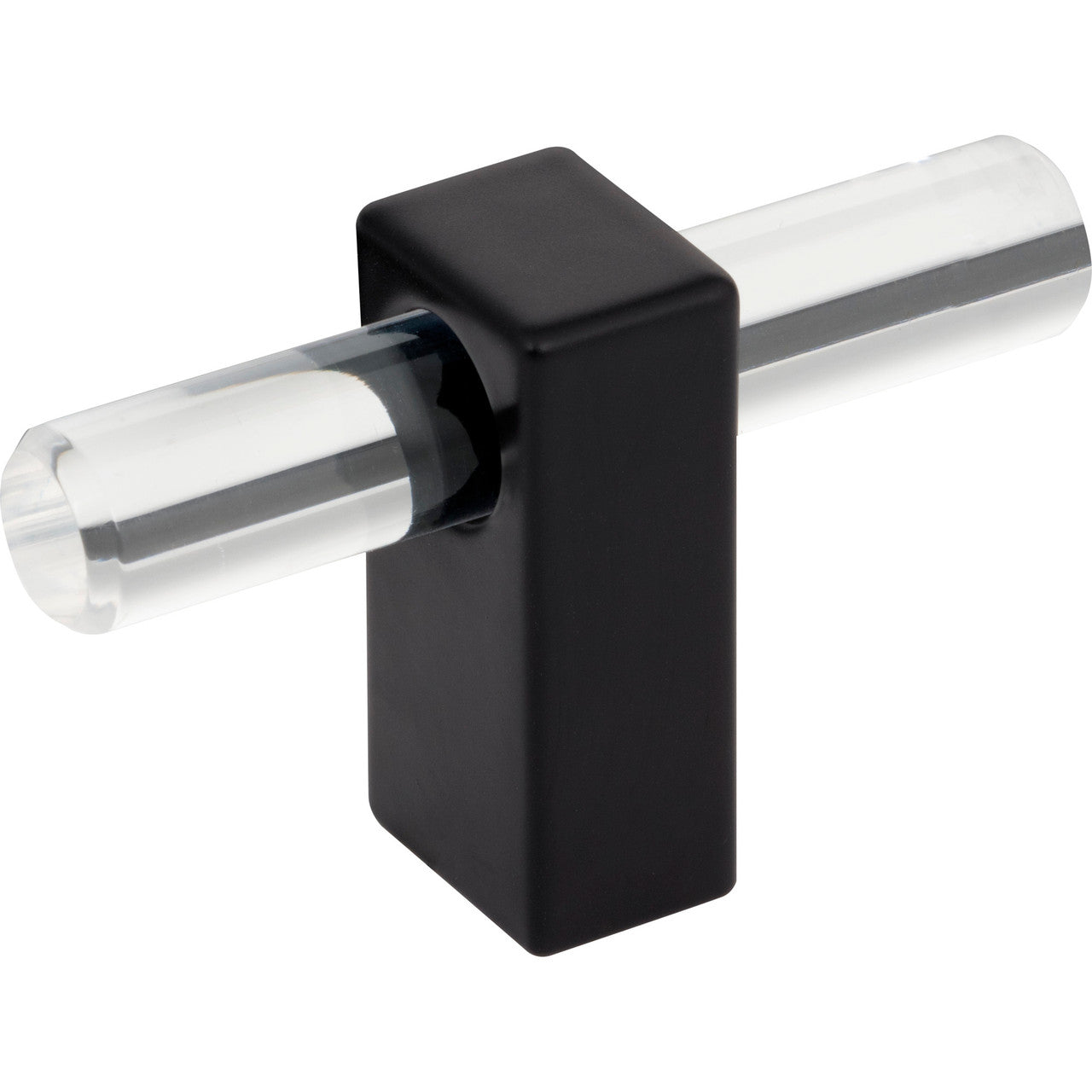 Jeffrey Alexander 578T-MB: 2-3/8" Spencer T-Bar Cabinet Knob - Matte Black/Clear Acrylic