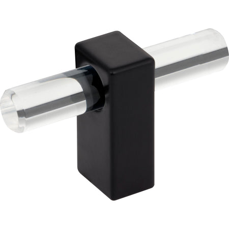 Jeffrey Alexander 578T-MB: 2-3/8" Spencer T-Bar Cabinet Knob - Matte Black/Clear Acrylic