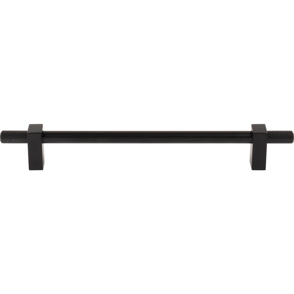 Jeffrey Alexander 698-192MB: 192mm cc Larkin Knurled Ends Bar Cabinet Pull - Matte Black