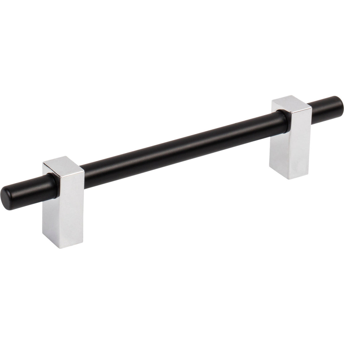 Jeffrey Alexander 478-128MBPC: 128mm cc Larkin Bar Cabinet Pull - Polished Chrome/Matte Black