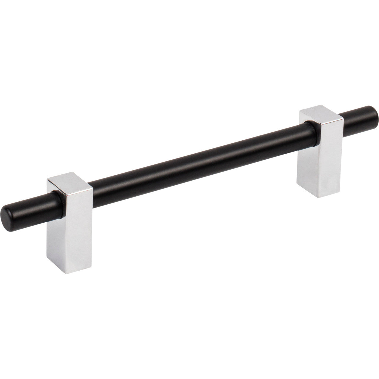 Jeffrey Alexander 478-128MBPC: 128mm cc Larkin Bar Cabinet Pull - Polished Chrome/Matte Black