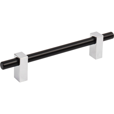 Jeffrey Alexander 478-128MBPC: 128mm cc Larkin Bar Cabinet Pull - Polished Chrome/Matte Black