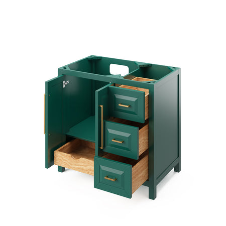 Cabinet showing open doors and/or drawers.