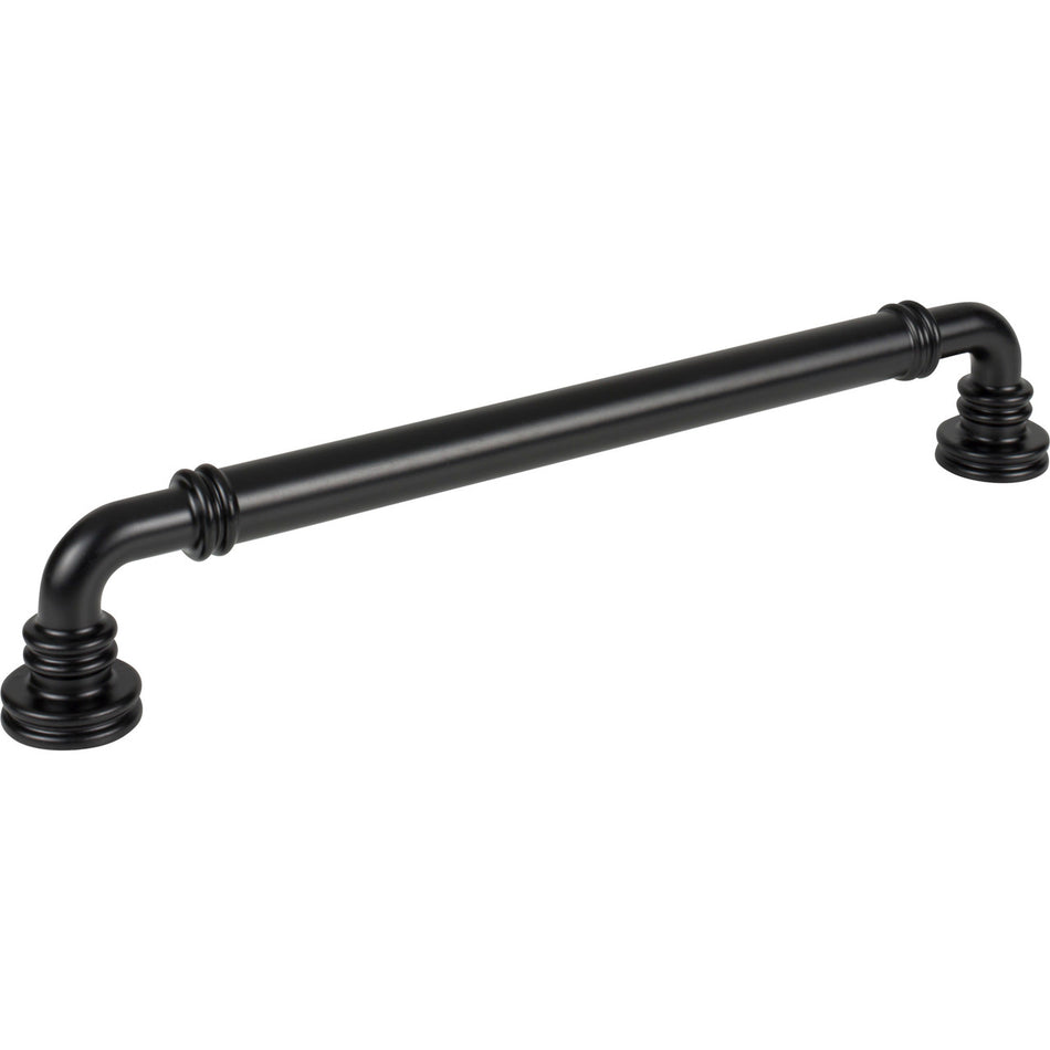 Top Knobs TK3147BLK: 12" cc Cranford D-Handle Cabinet Pull - Flat Black