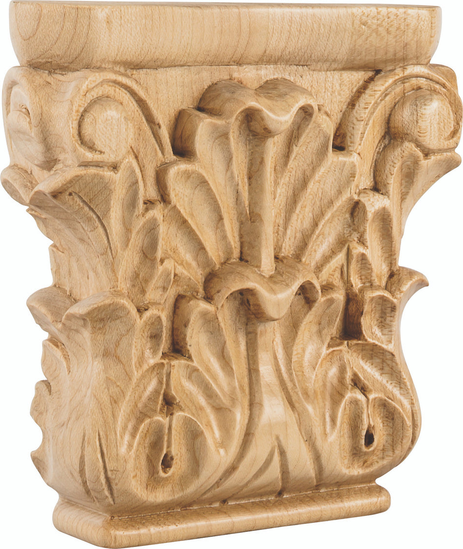 Hardware Resources CAP2OK: 4-3/4" x 1-1/4" x 4-3/4" Acanthus Capital - Oak