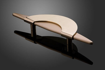Forms+Surfaces 9" cc Solstice Cast Door Pull - Bronze Half-Moon and Vertical Bar