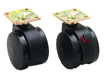 53mm Plate Twin Wheel Caster w/o Brake - Black