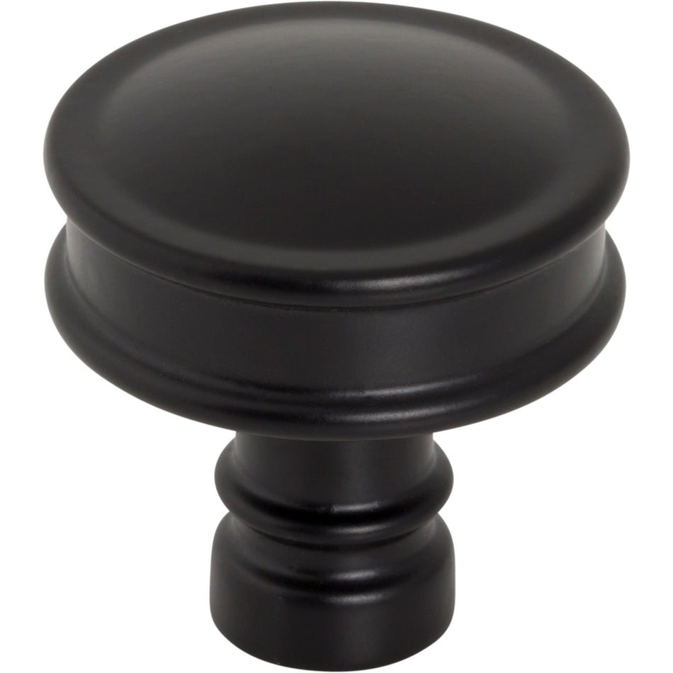 Top Knobs TK3140BLK: 1-1/4" Cranford Round Cabinet Knob - Flat Black