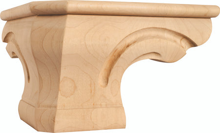 Hardware Resources PFC-B-CH: 6-3/4" x 6-3/4" x 4-1/2" Beaded Rounded Corner Pedistal Foot - Cherry