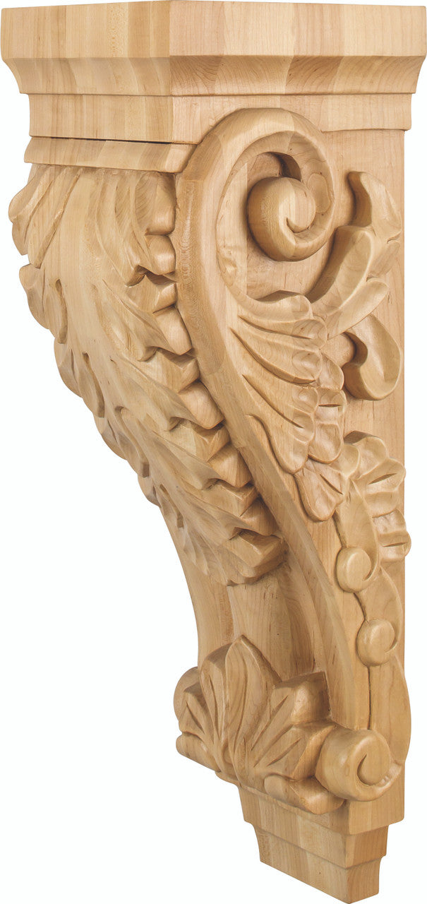 Hardware Resources CORBB-3ALD: 6-3/4" x 7-3/4" x 22" Acanthus Corbel - Alder