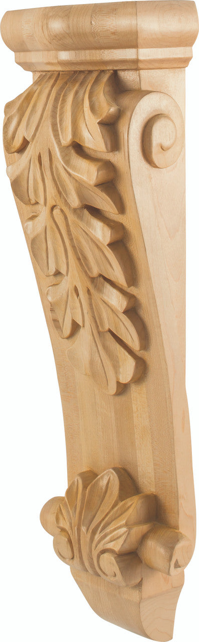 Hardware Resources CORK-4RW: 7" x 3-3/4" x 22" Low-Profile Acanthus Corbel - Rubberwood