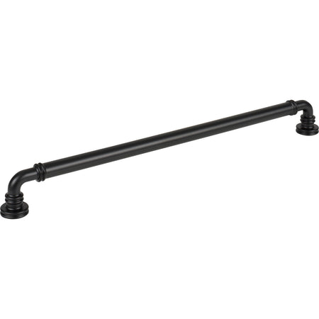 Top Knobs TK3146BLK: 12" cc Cranford D-Handle Cabinet Pull - Flat Black