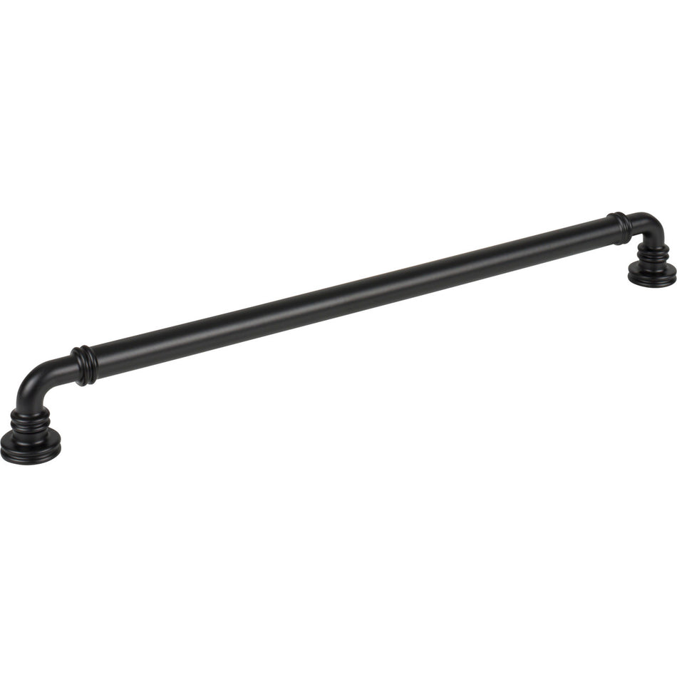 Top Knobs TK3146BLK: 12" cc Cranford D-Handle Cabinet Pull - Flat Black