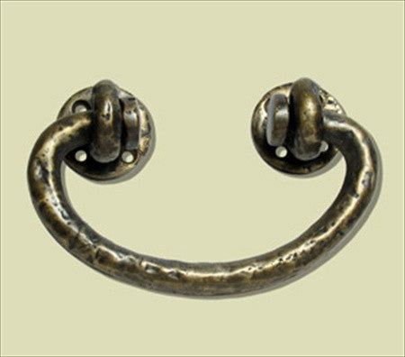 Handcrafted Hardware HBA7016: 4-5/8" Hammered Bail Pull  - Unlacquered Antique Brass