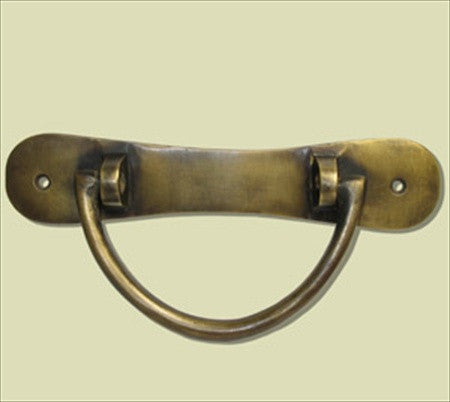 Handcrafted Hardware HBA7022: 6-1/8" Bail Pull w/Bone Backplate - Unlacquered Antique Brass