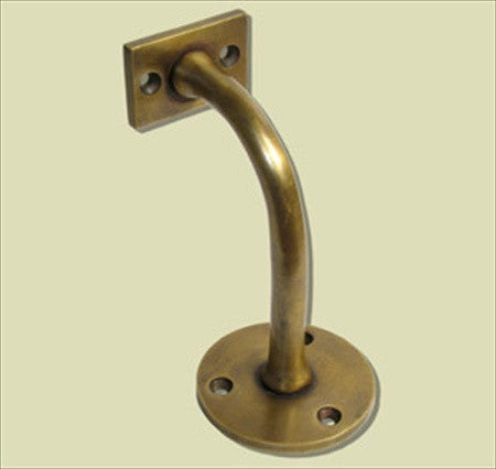 Handcrafted Hardware HHK9060: 3" Handrail Bracket, Front Mount - Unlacquered Antique Brass