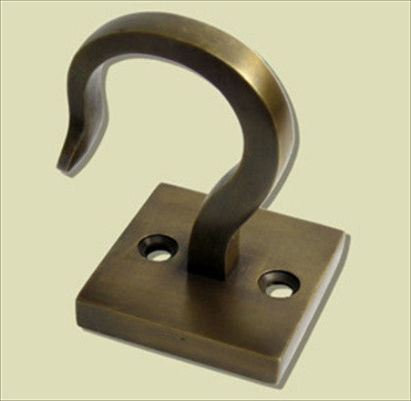 Handcrafted Hardware HHK9064: 2-1/2" Heavy Duty Wall Hook - Unlacquered Antique Brass
