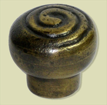 Handcrafted Hardware HKN1012: 1-1/4" Spiral Knob - Unlacquered Antique Brass