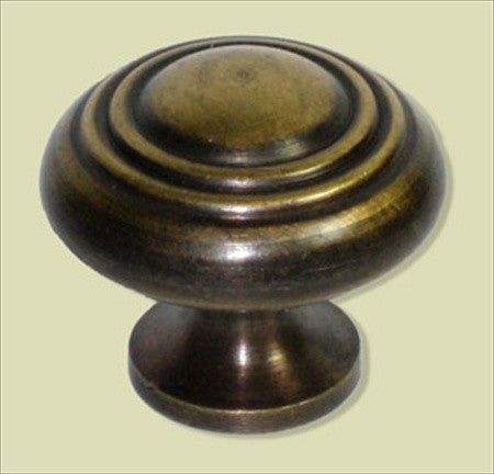 Handcrafted Hardware HKN1028: 1" 3 Tier Spiral Knob - Unlacquered Antique Brass