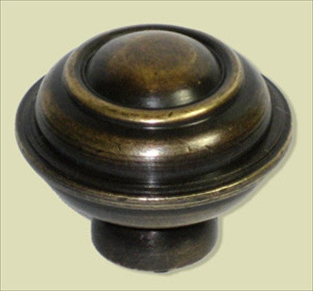 Handcrafted Hardware HKN1030: 1-1/4" 4 Tier Spiral Knob - Unlacquered Antique Brass