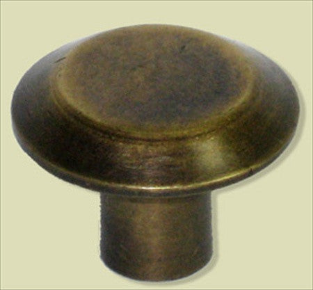 Handcrafted Hardware HKN1042: 1" Round Knob w/Scribed Ring - Unlacquered Antique Brass